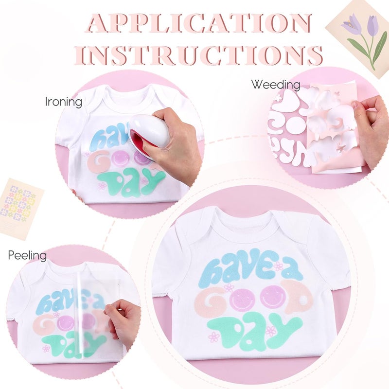 HTVSTD Pastel Pink Puff Vinyl Heat Transfer -12" x 10" 6pcs Puffy HTV Iron On Vinyl Puffy Heat Transfer Vinyl for T-Shirts Puff HTV - Image 3